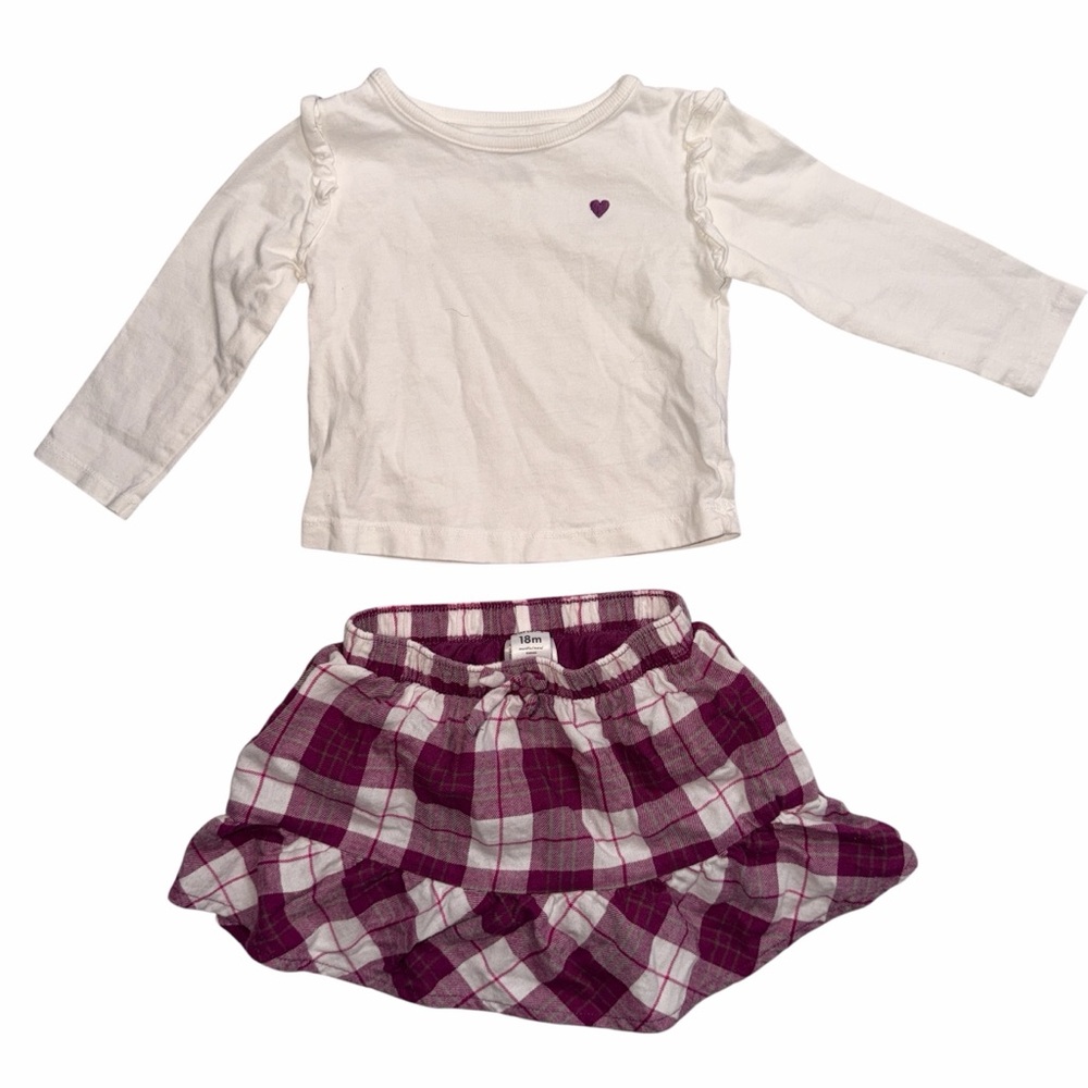 Carter's Toddler Plaid Ruffle Skirt & Long Sleeve Top Set 18M